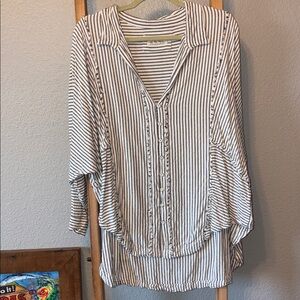 “WE THE FREE”Black and White Striped Baggy Blouse